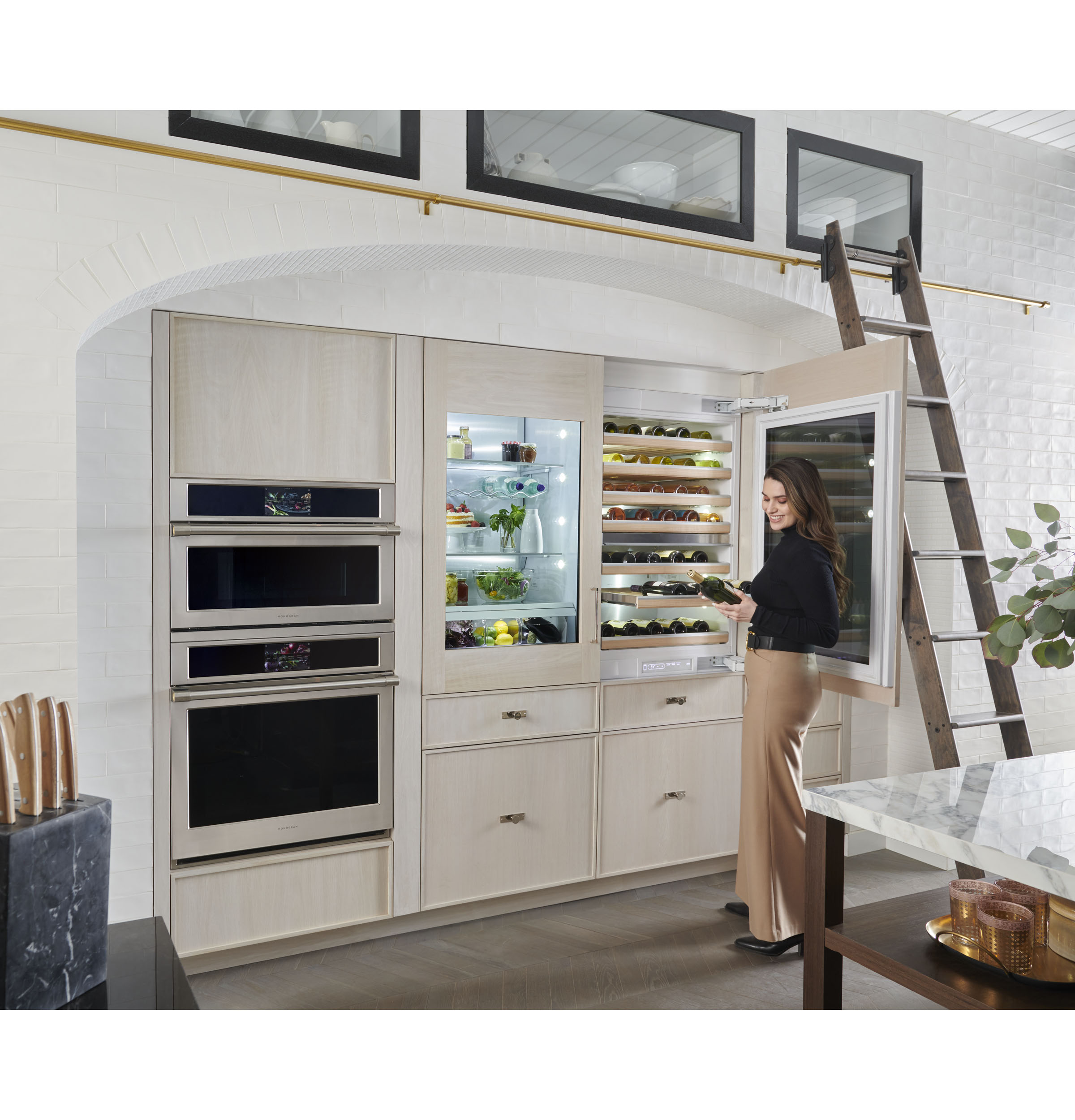 Monogram 30" Panel-Ready Integrated Glass-Door Refrigerator for Single or Dual Installation ZIK303NPPII