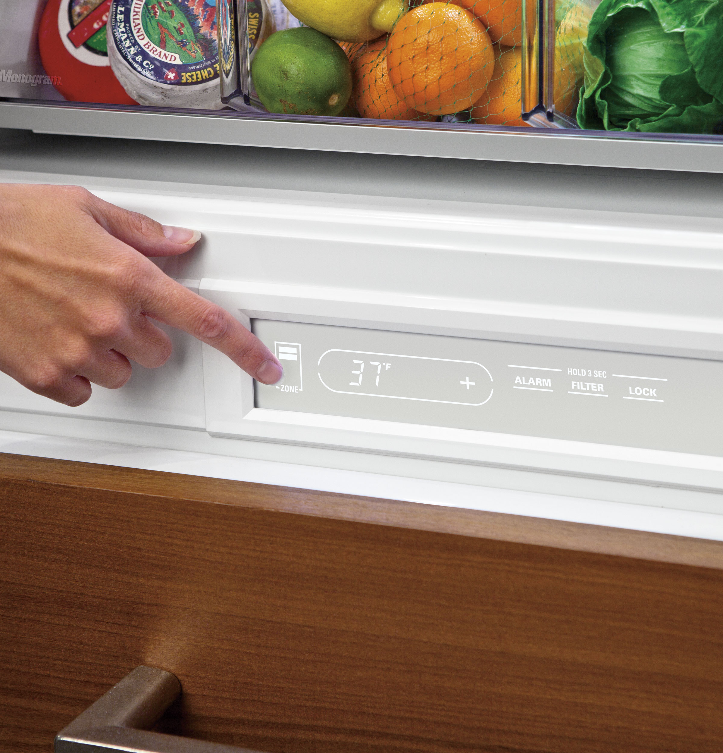 Monogram 30" Integrated Glass-Door Refrigerator for Single or Dual Installation ZIK30GNHII