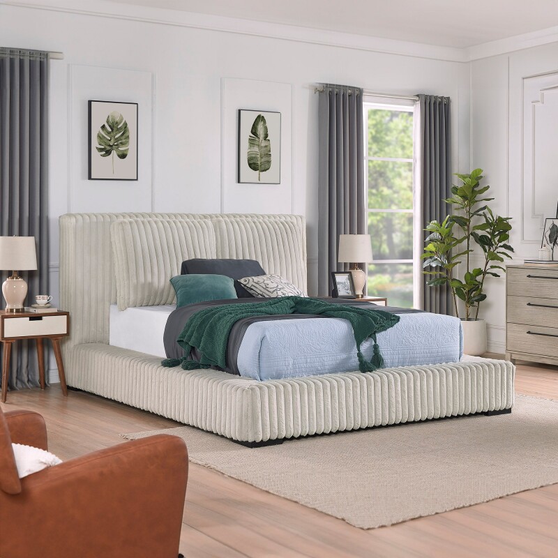 Lotus Upholstered Platform Bed ZLOTQUEENDEMO