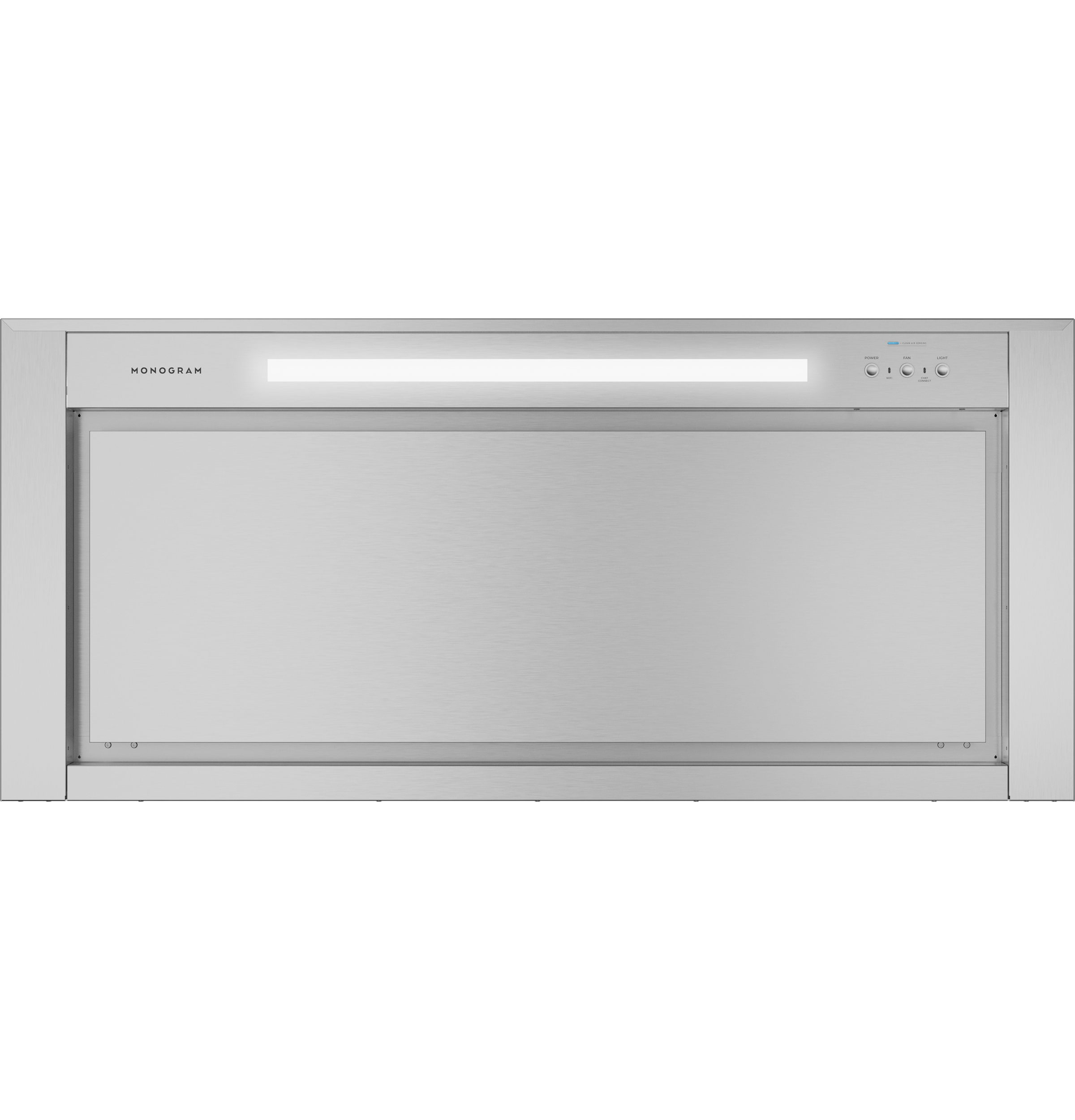 Monogram 48" Wall-Mounted Pyramid Chimney Vent Hood with Air Quality Sensors ZVWS481SRSS