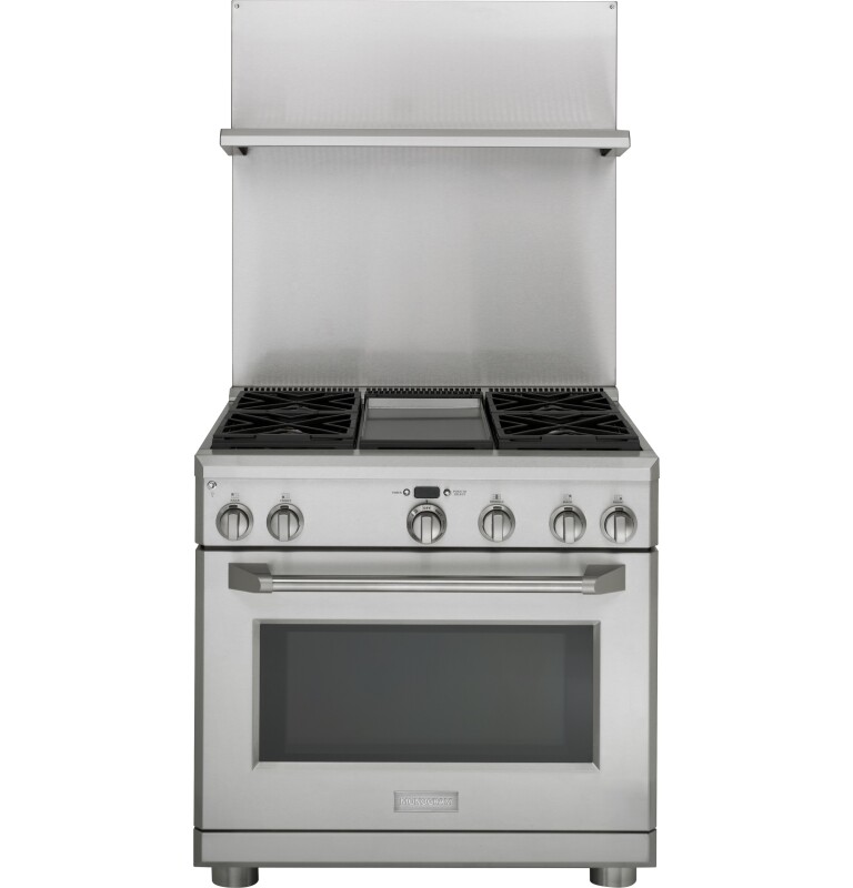 Monogram® Professional 30"- 36" Adjustable Height Backsplash with Warming Shelf ZXADJB36PSS