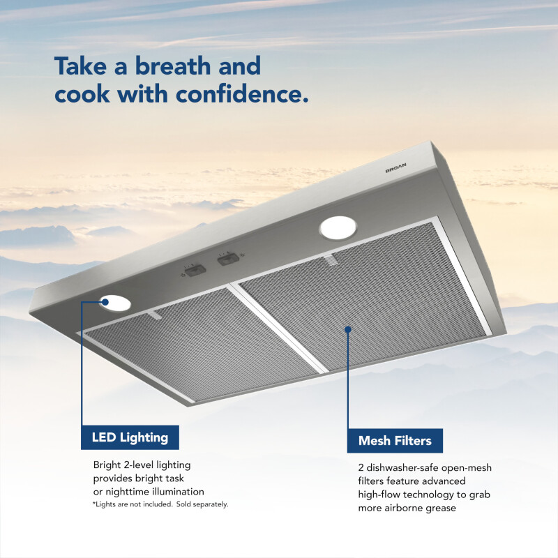 Glacier 30-Inch 300 Max Blower CFM 5 Sones Range Hood view 4