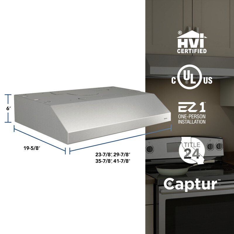 Glacier 30-Inch 300 Max Blower CFM 5 Sones Range Hood view 6